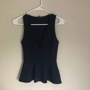 Navy V cut blouse